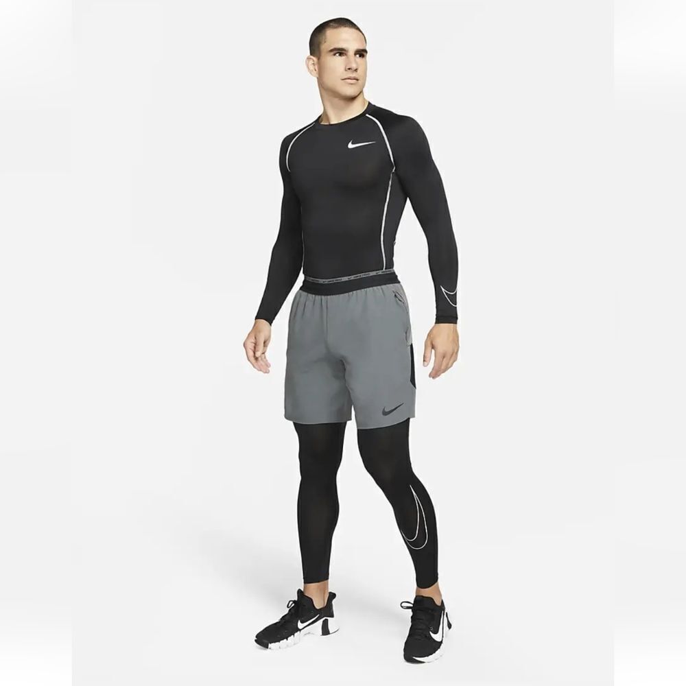 Nike Pro Dri-FIT Men's Black Lightweight Training Tight pants Size Medium Tall - Picture 2 of 16